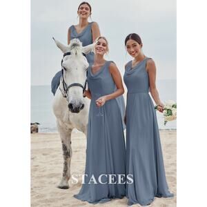 A-line V Neck Sleeveless Floor-Length Chiffon Bridesmaid Dress
